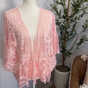 NWT Pink Lace Kimono